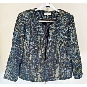 KASPER SEPARATES 18W Blazer Suit Jacket Black Blue Tan Gold Metallic Pockets